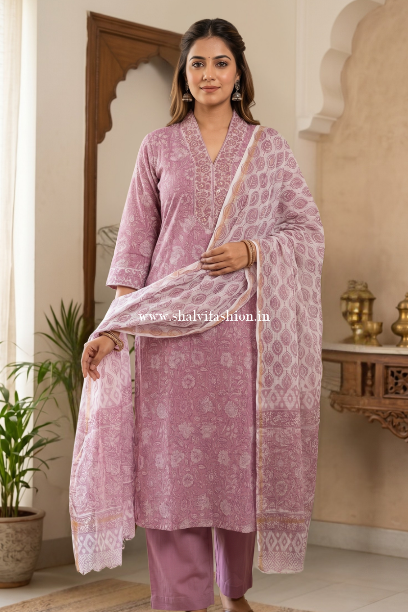 Shop sanganeri block print kota doria suits online (CSS569)
