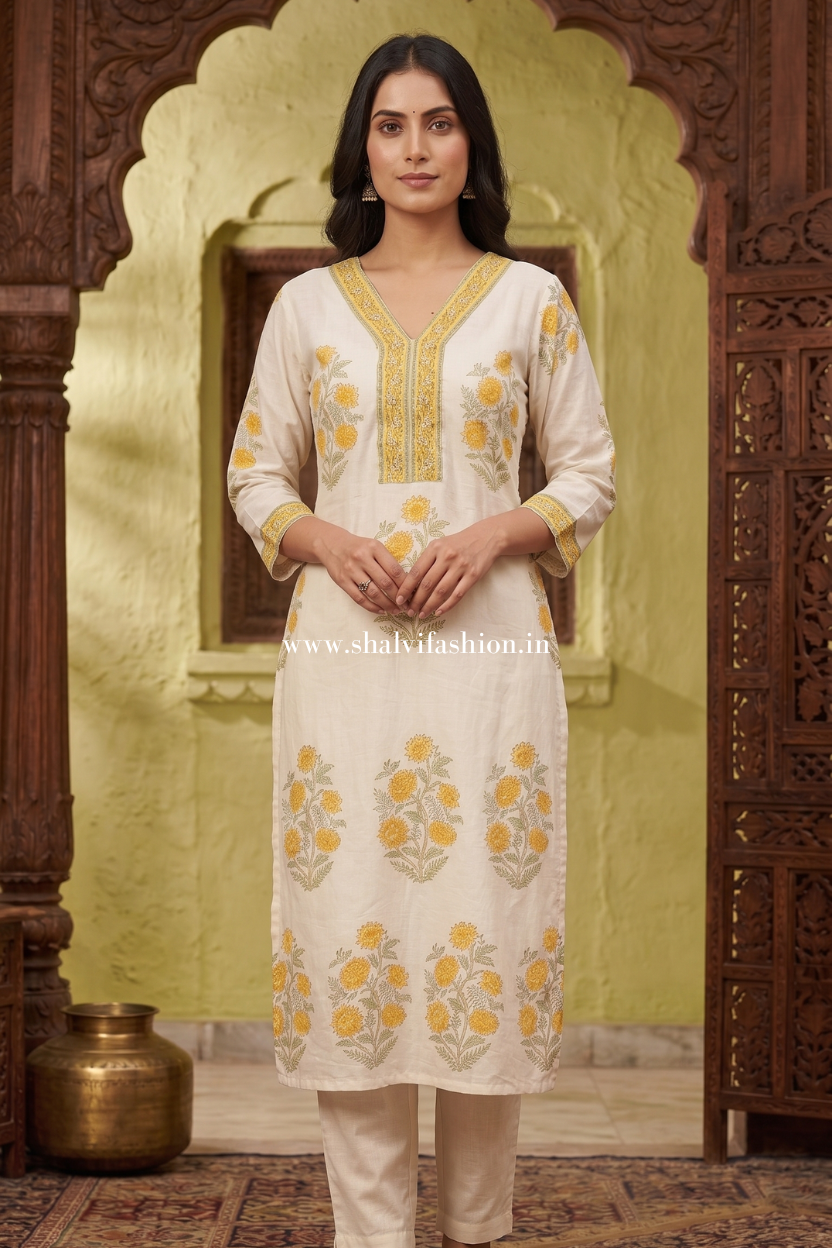 Shop hand block printed chanderi silk suits in jaipur (CSS570)