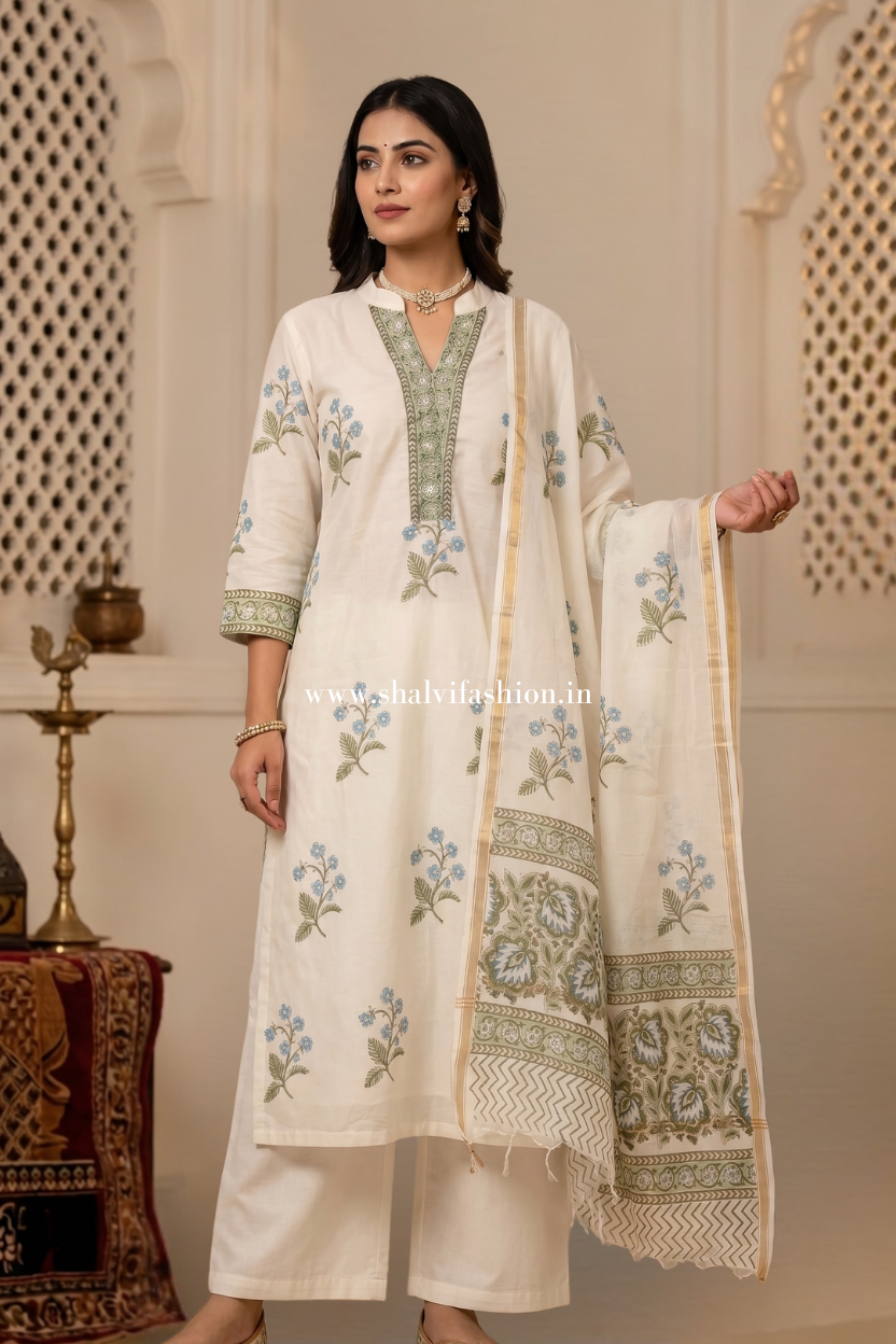 Shop hand block printed chanderi silk suits online (CSS571)
