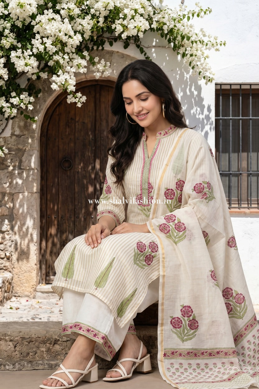 Shop jaipuri block printed chanderi silk suits (CSS573)