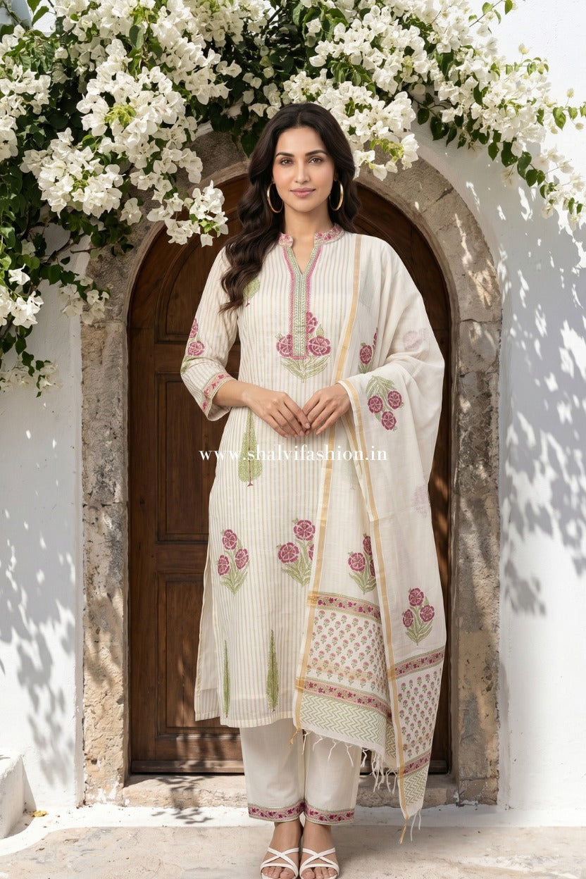 Shop jaipuri block printed chanderi silk suits (CSS573)