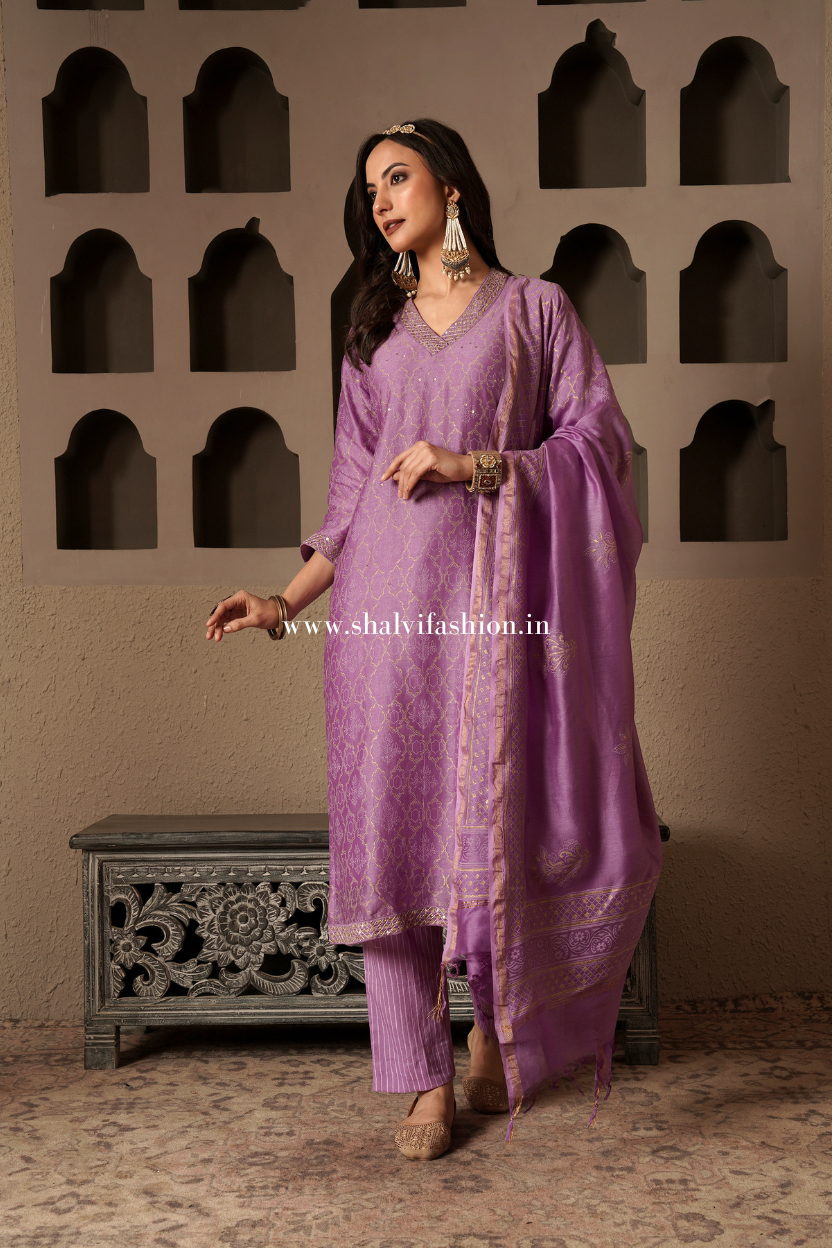 Shop chanderi silk suit sets online (CSS57)