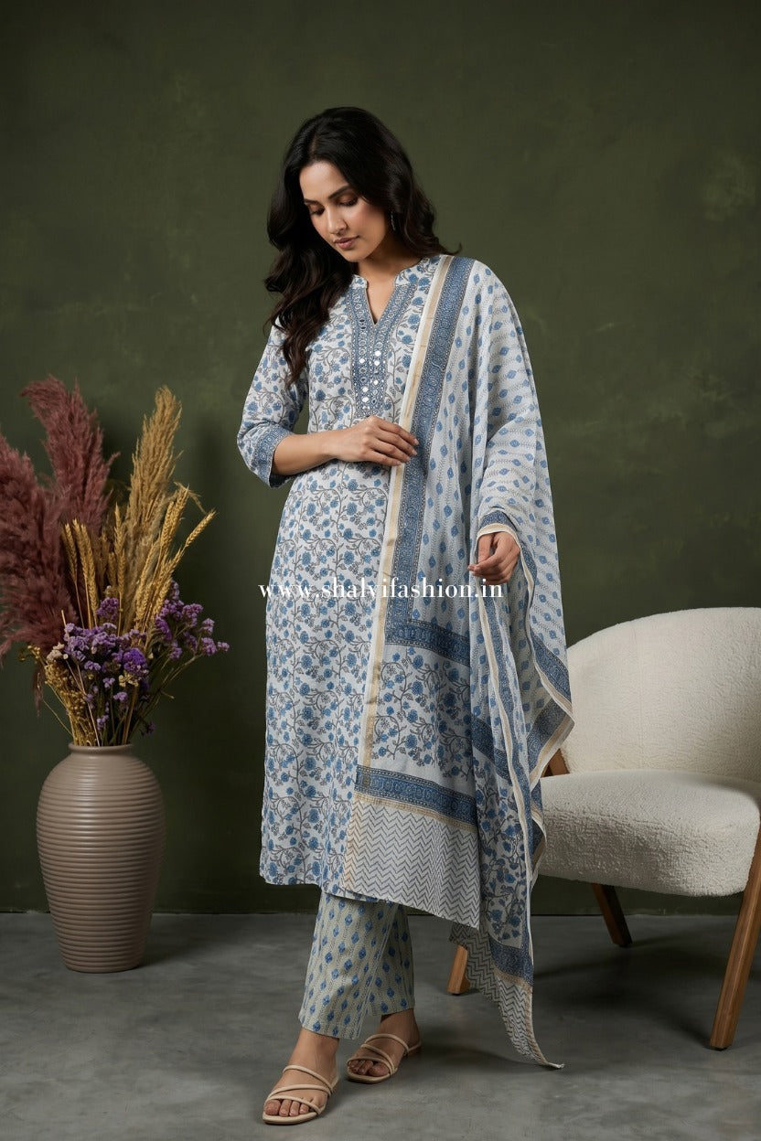 Shop hand block printed chanderi silk suits (CSS582)