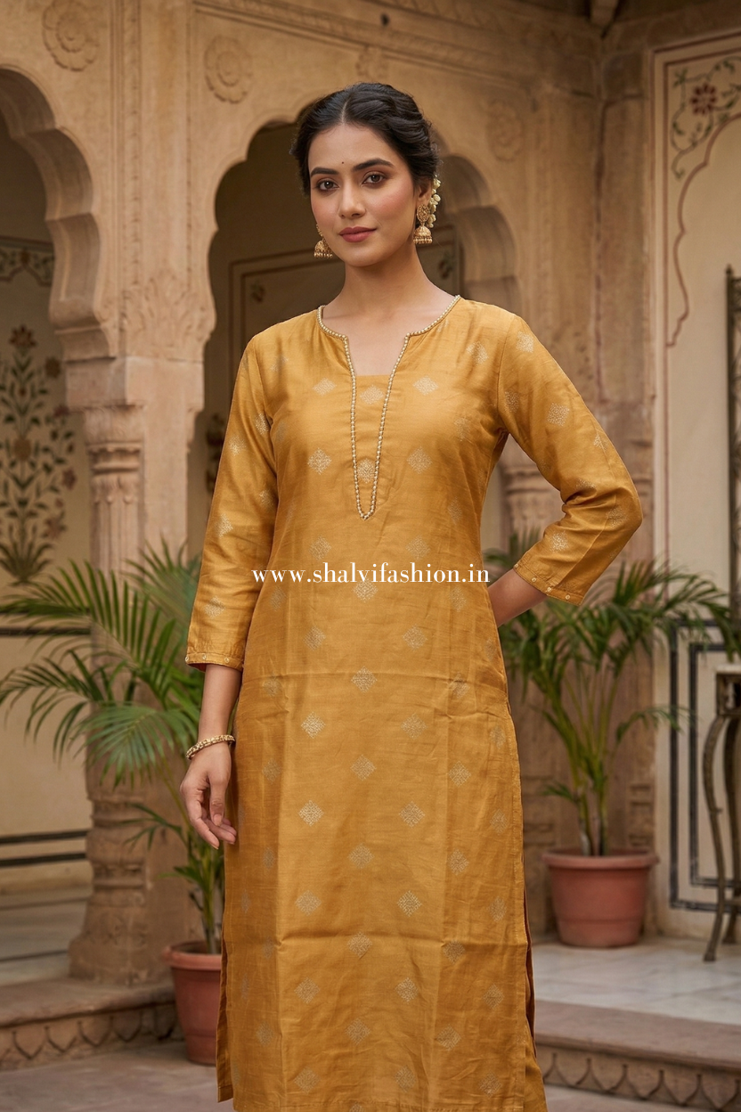 Shop hand block print chanderi silk suits online (CSS586)