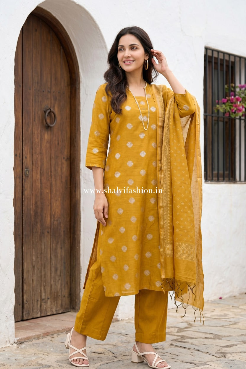 Shop hand block print chanderi silk suits online (CSS586)