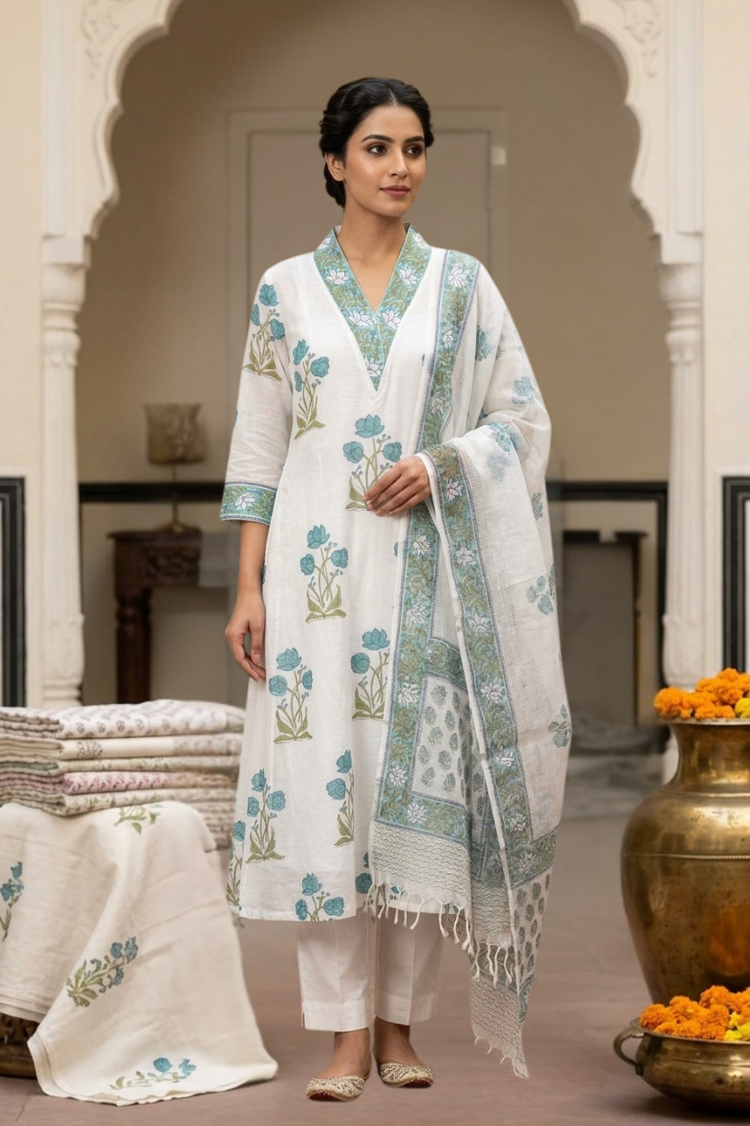 Shop block print cotton suits sets online (CSS609)