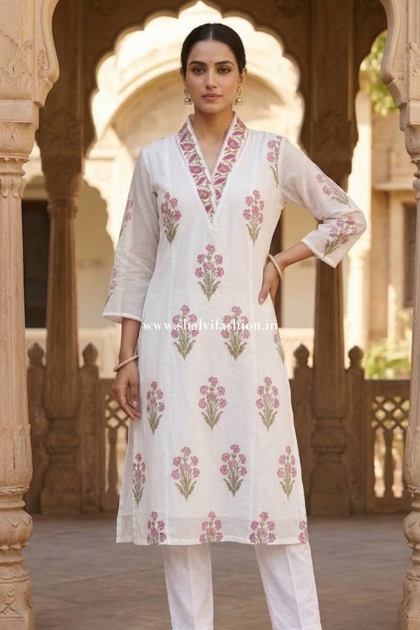 Shop jaipuri printed cotton suits with kota dupatta (CSS610)