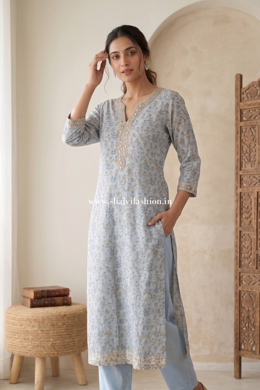 Shop block printed kota doria suits online