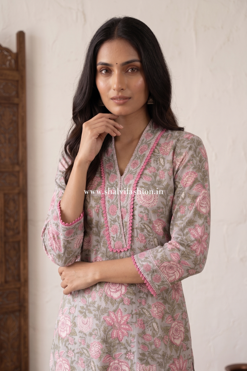 Shop hand block printed cotton suits in jaipur (CSS636)