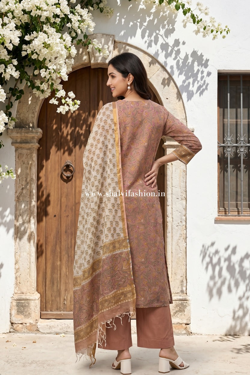 Shop hand block printed kota doria suits in jaipur (CSS639)