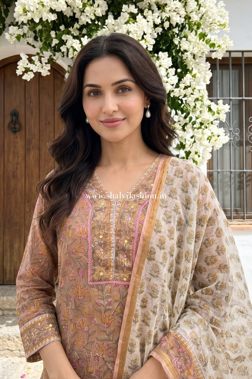 Shop hand block printed kota doria suits in jaipur (CSS639)
