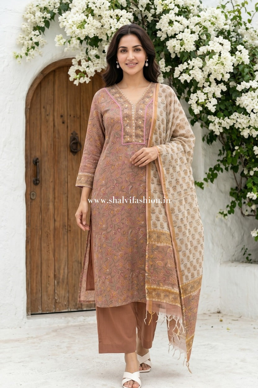 Shop hand block printed kota doria suits in jaipur (CSS639)