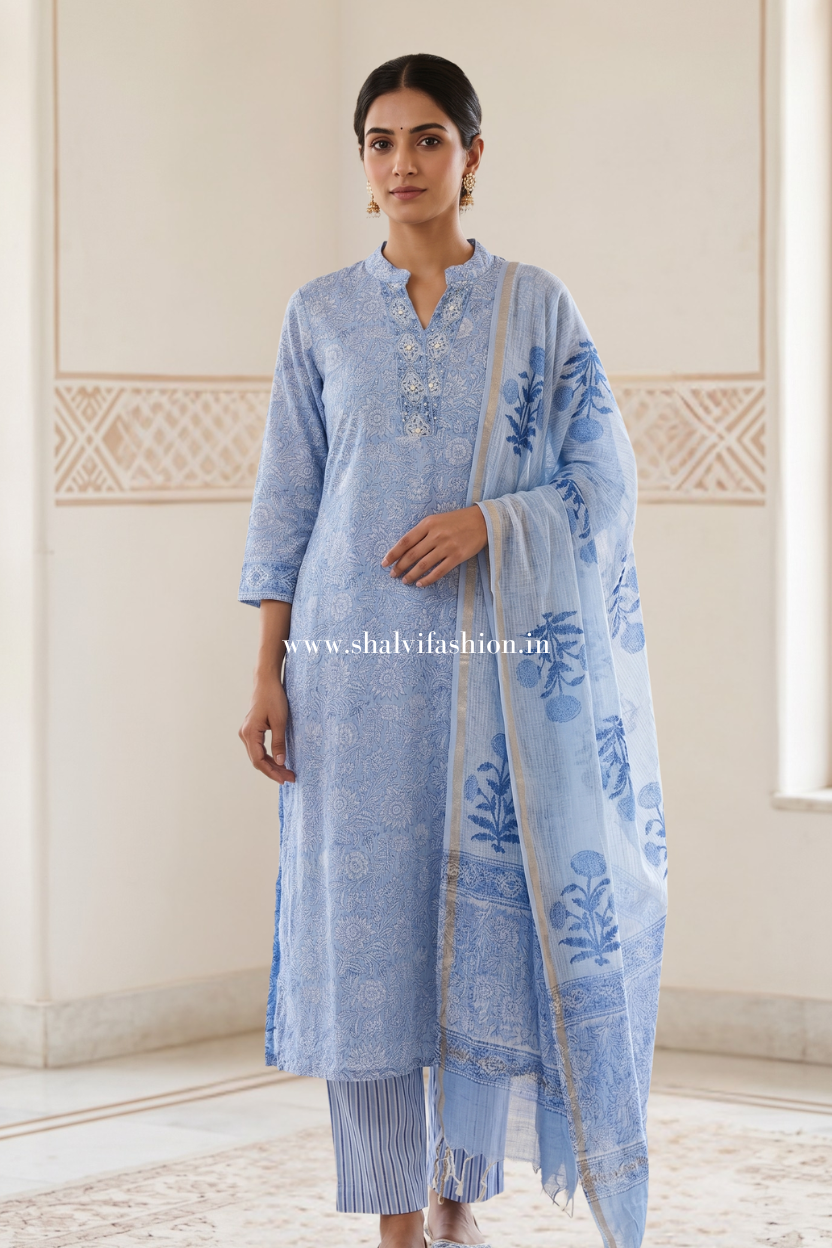 Shop sanganeri print kota doria suits online shopping (CSS643)