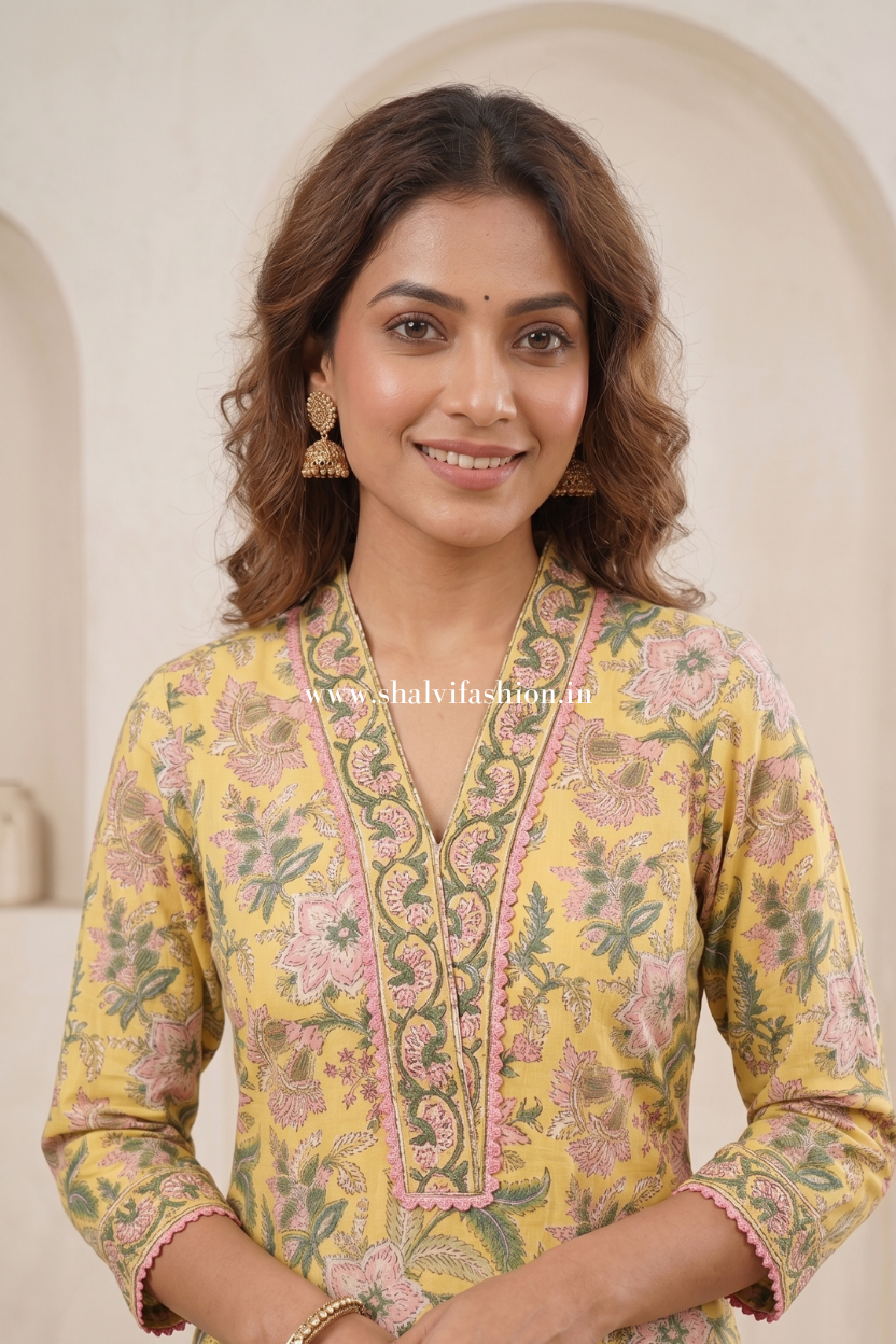 Shop jaipuri print cotton suits with kota dupatta online (CSS645)