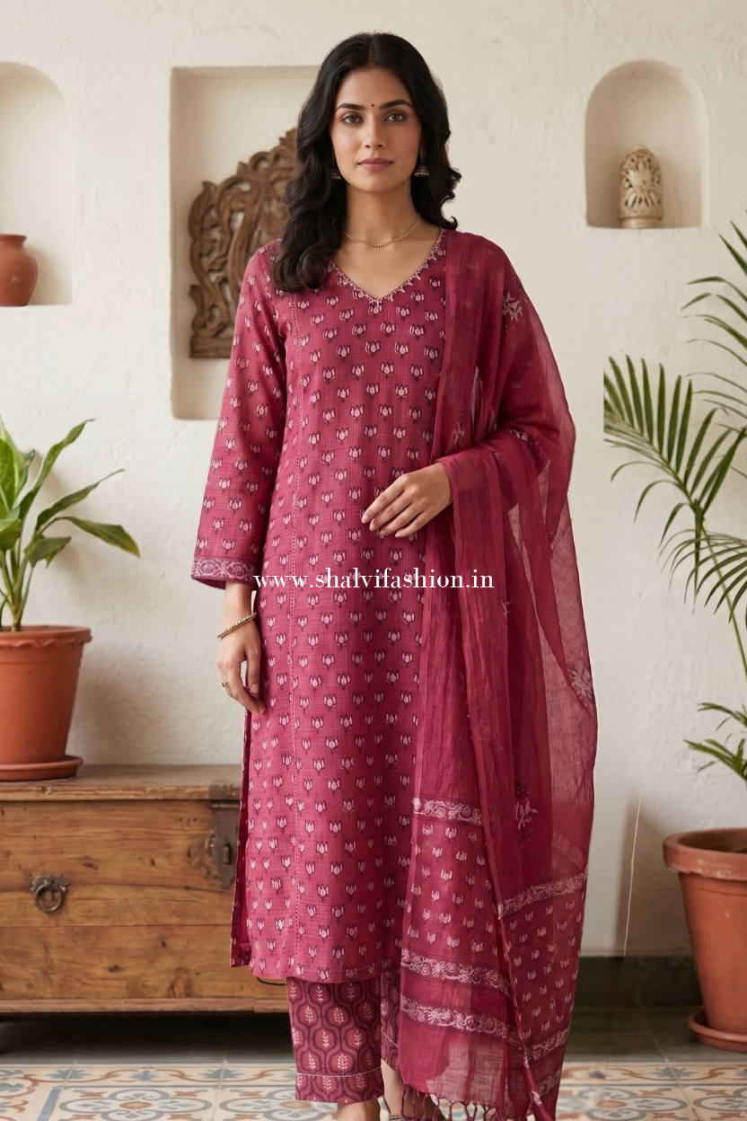 Shop hand block printed kota doria suits in jaipur (CSS649)