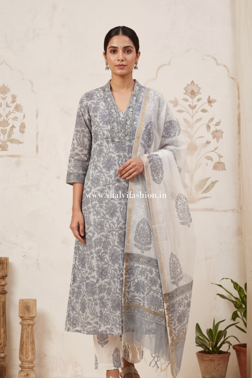 Shop jaipuri block printed kota doria suits online shopping (CSS653)