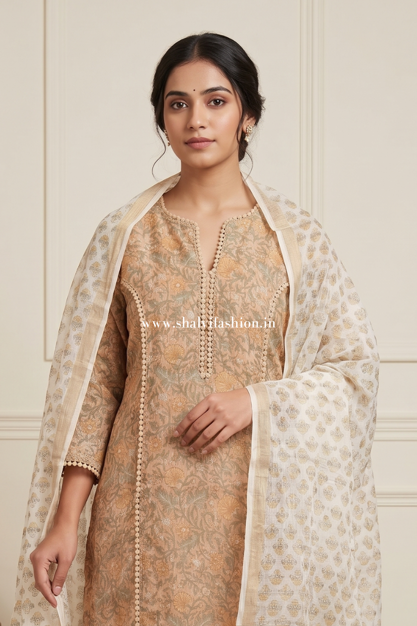 Shop hand block printed kota doria suits online (CSS660)