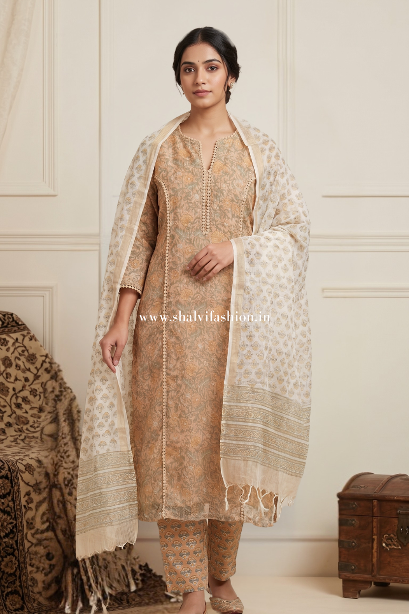 Shop hand block printed kota doria suits online (CSS660)