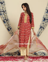 Shop hand block print cotton suits with kota doria dupatta (CSS71KD)