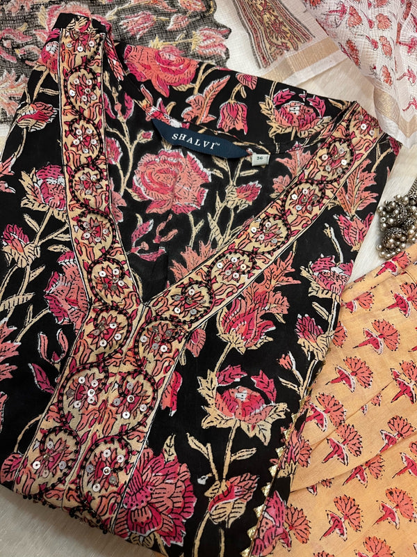 Shop jaipuri print cotton suit sets with kota dupatta online (CSS73KD)