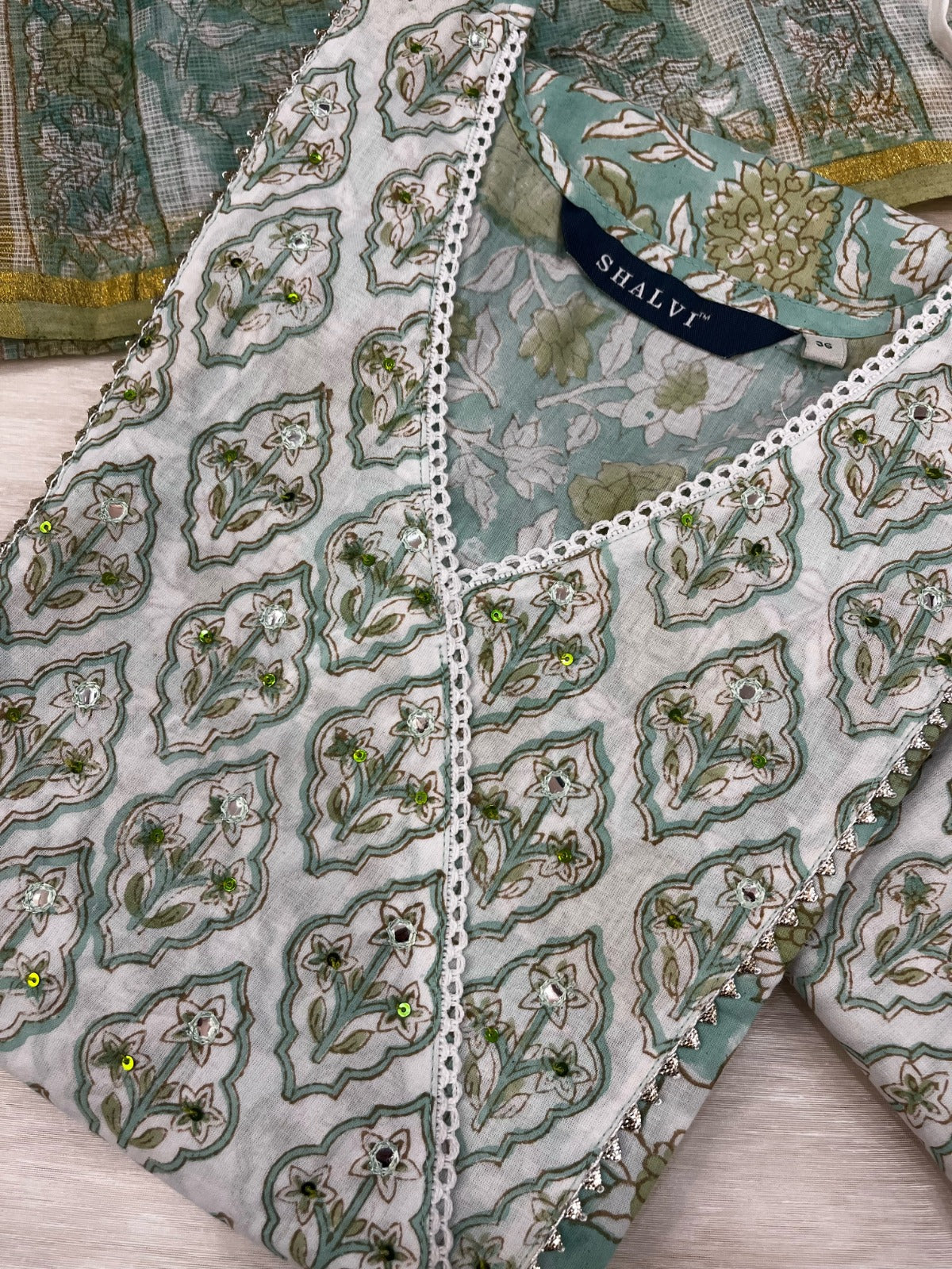 Shop hand block print cotton suits with kota dupatta online (CSS84KD)