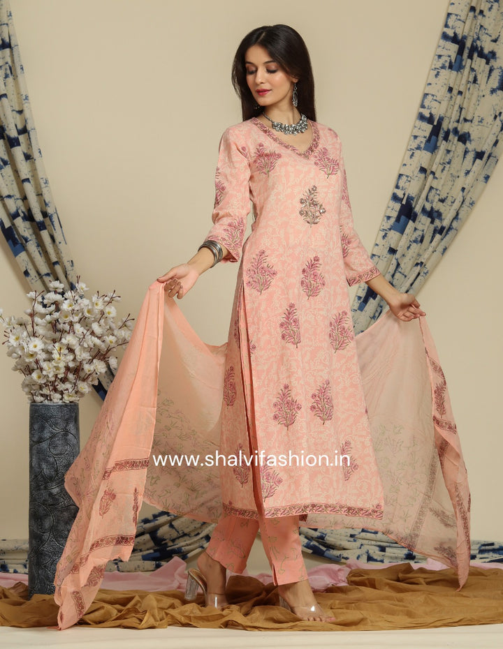 Cotton dresses with 2025 chiffon dupatta online