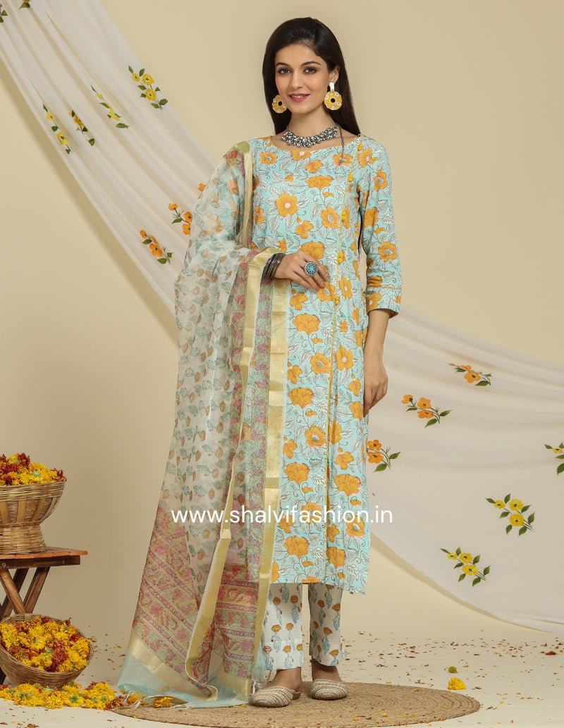 Shop organza dupatta cotton suit sets online (CSS89ORG)