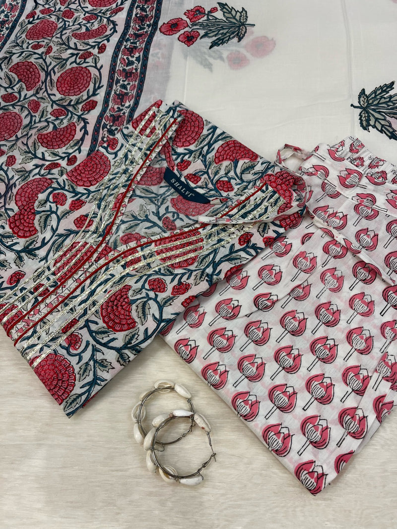 Shop hand block print cotton suits with mulmul dupatta in jaipur (CSS93MUL)