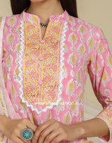 Shop hand block print cotton suits with kota dupatta online (CSS98KD)