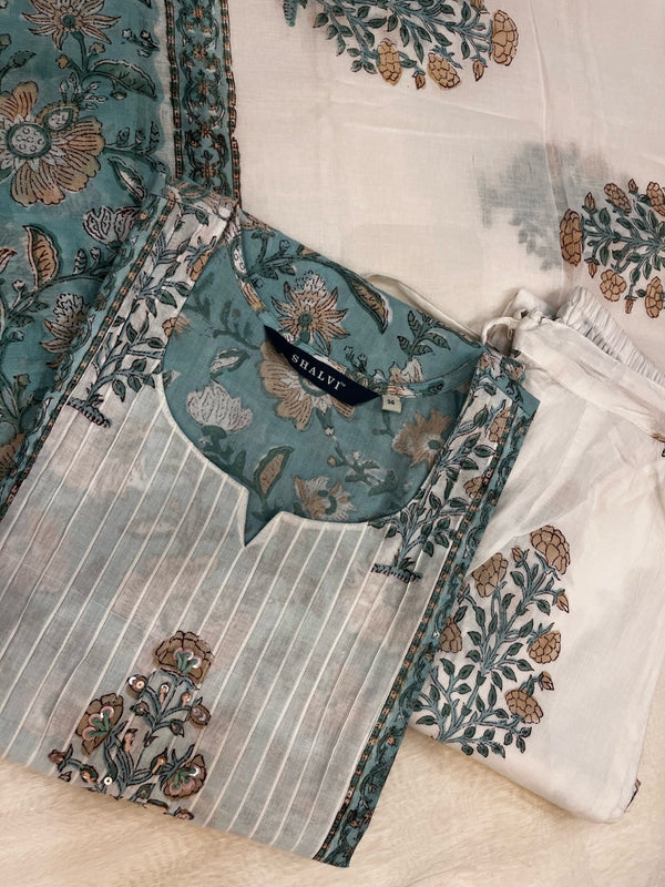 Shop mulmul dupatta block print cotton suits in jaipur (CSS99MUL)