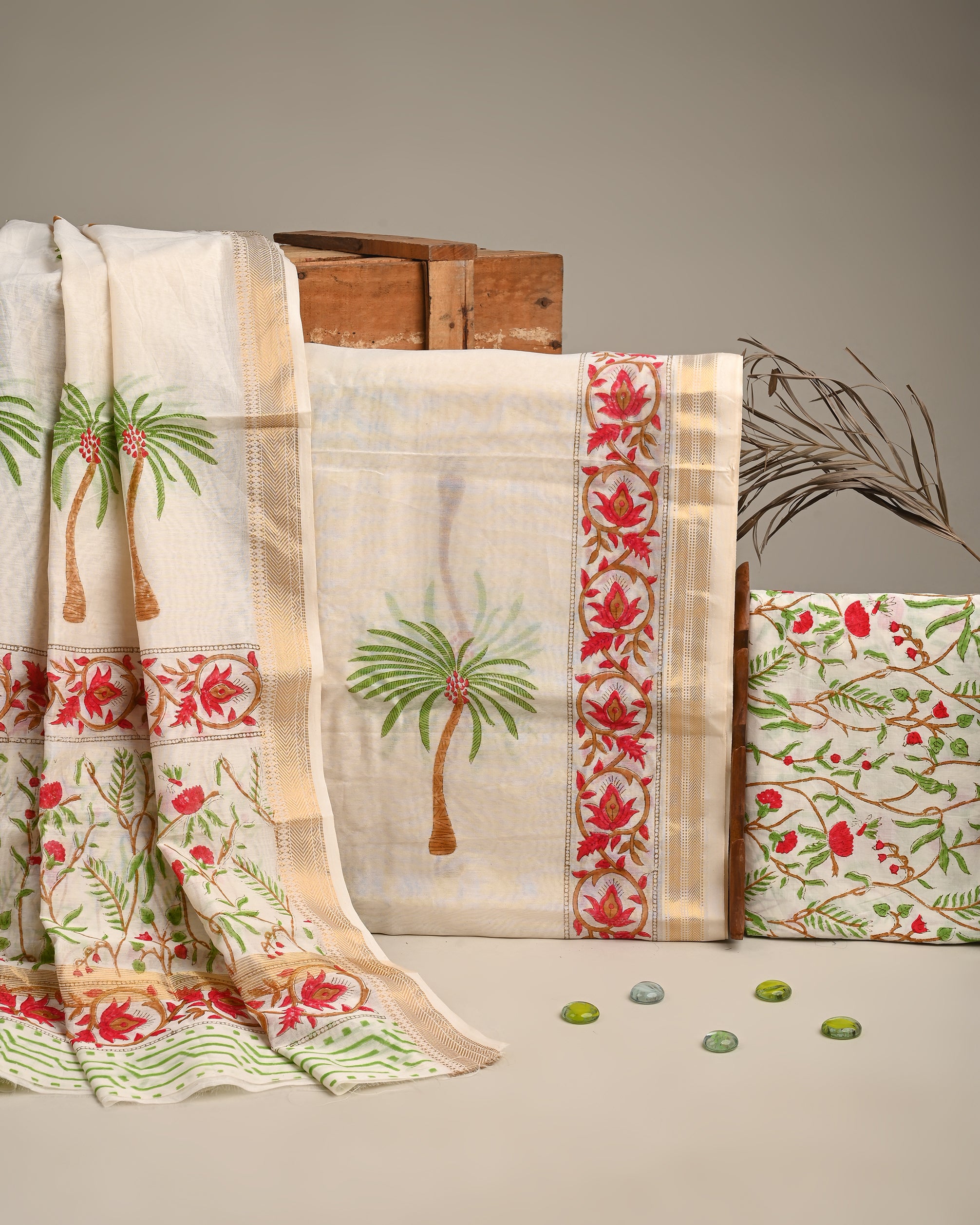 Beach Tree Print Maheshwari Silk Suits (MSL147)