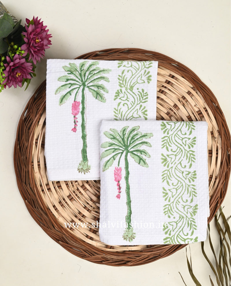 Shop hand block printed waffle cotton face towel sets (FCT02)