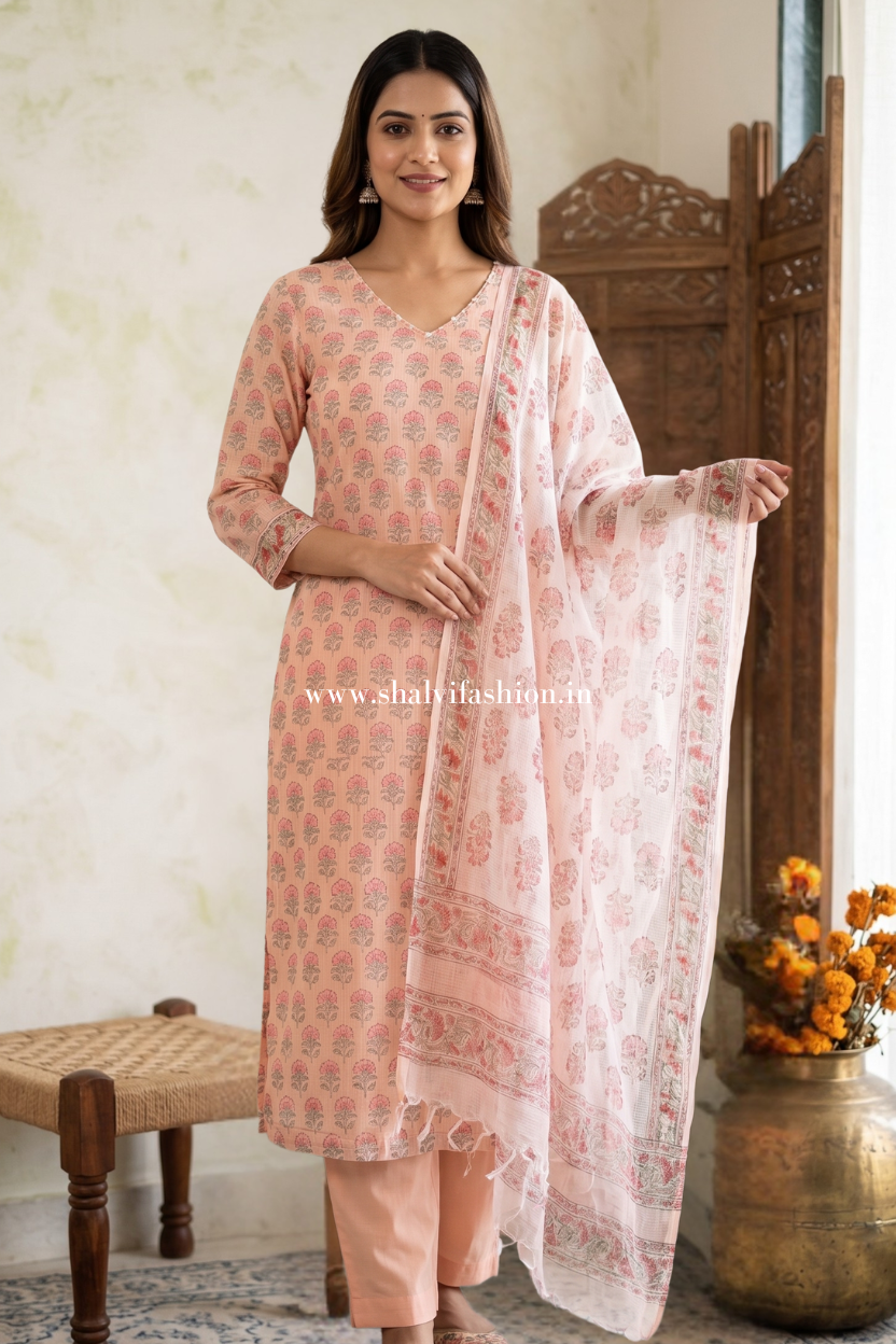 Shop hand block printed kota doria suits (FKDS01)