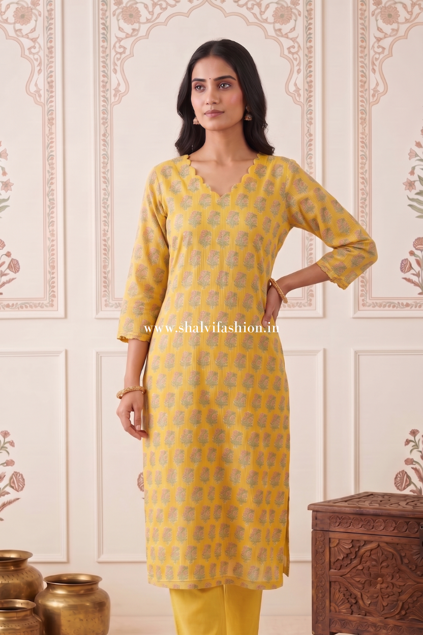 Shop hand block printed kota doria ready to wear suits (FKDS10)