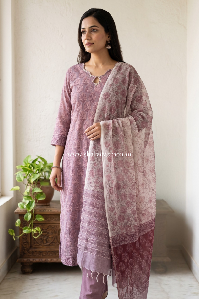 Shop hand block print kota doria suits (FKDS14)