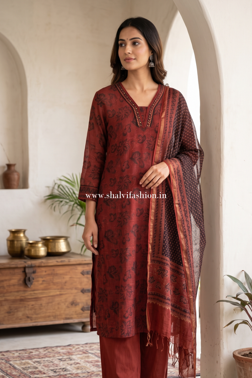 Shop block print kota doria suits in jaipur (FKDS15)