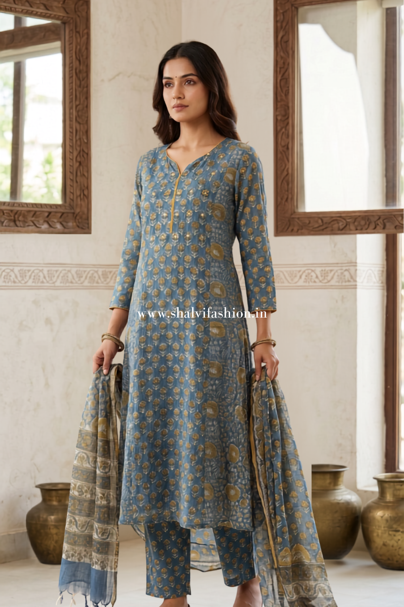 Shop sanganeri print kota doria suits online shopping (FKDS23)