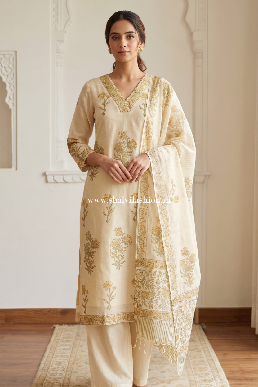 Shop hand block printed kota doria suits (FKDS24)