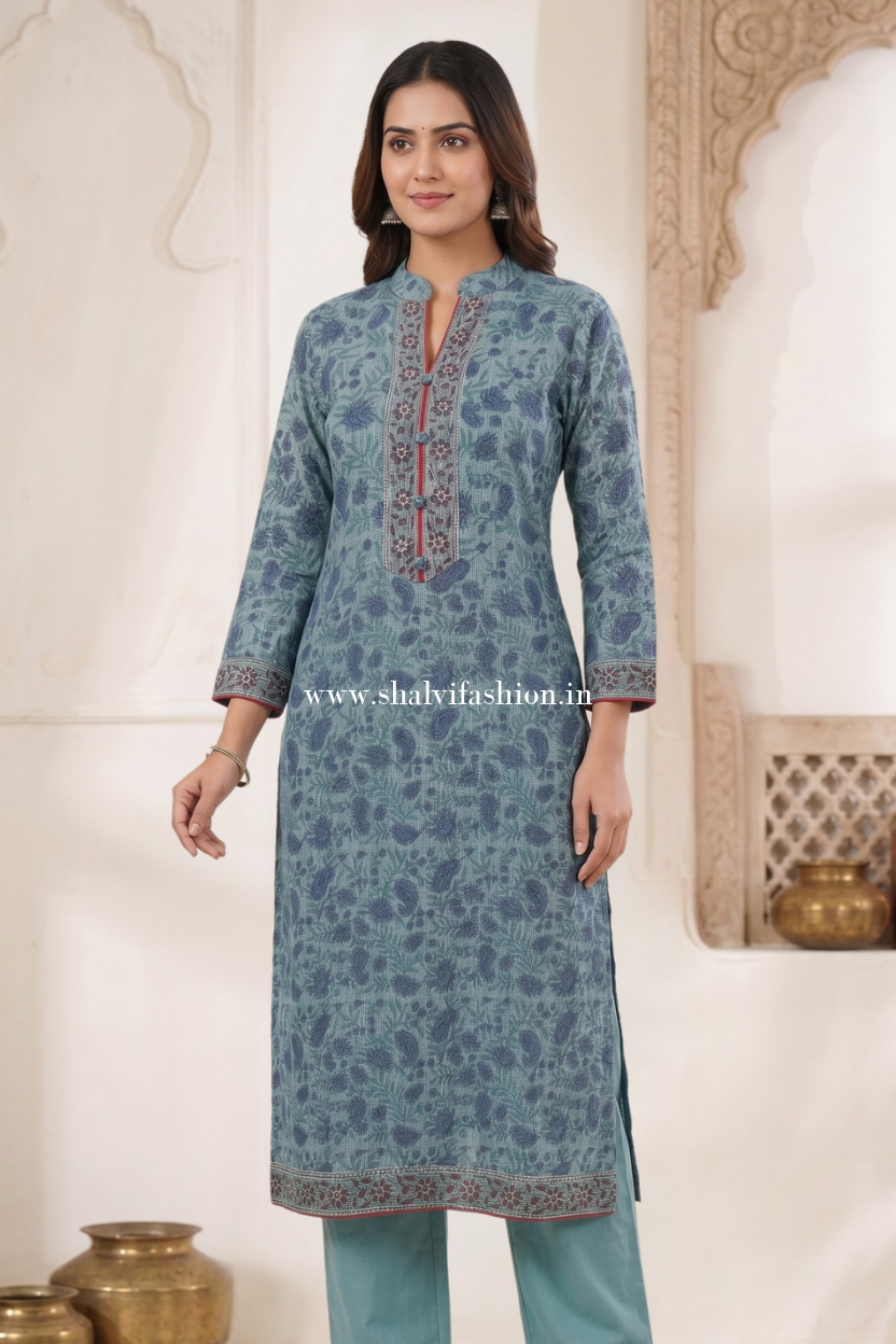 Shop hand block printed kota doria suits in jaipur (FKDS39)