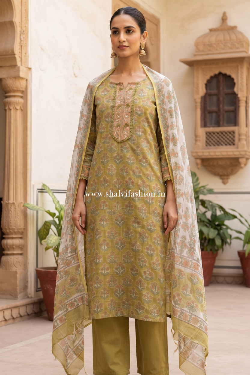 Shop block printed kota doria suits in jaipur (FKDS41)