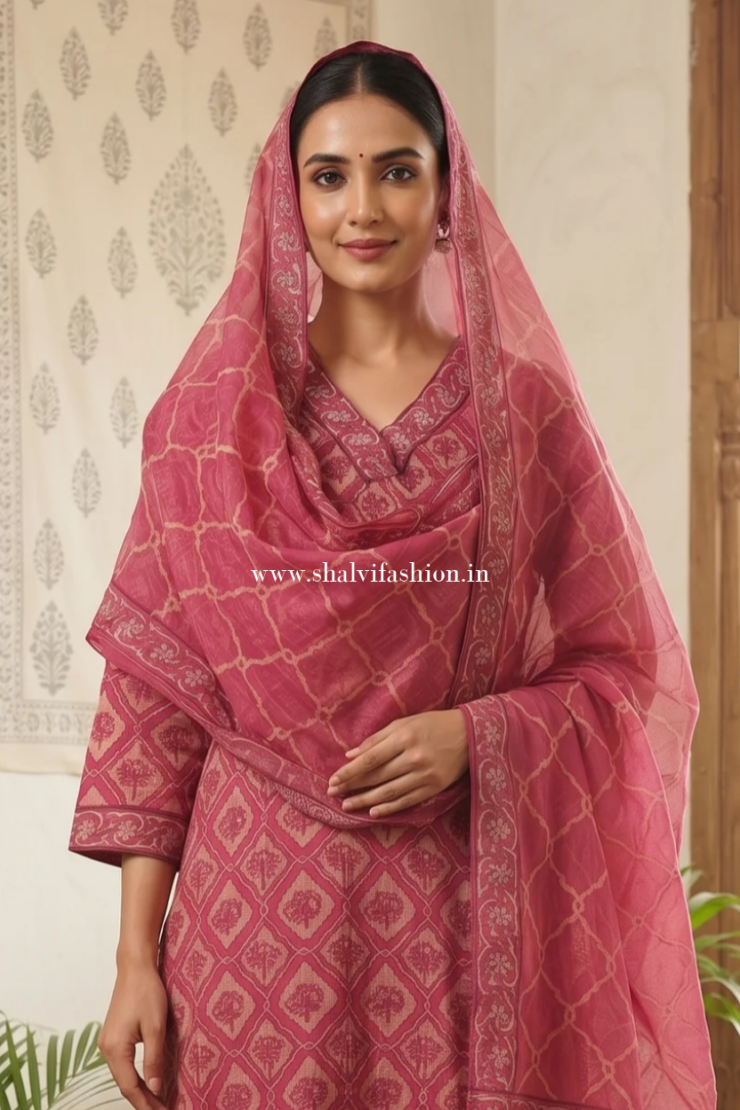 Shop hand block printed kota doria suits online (FKDS50)