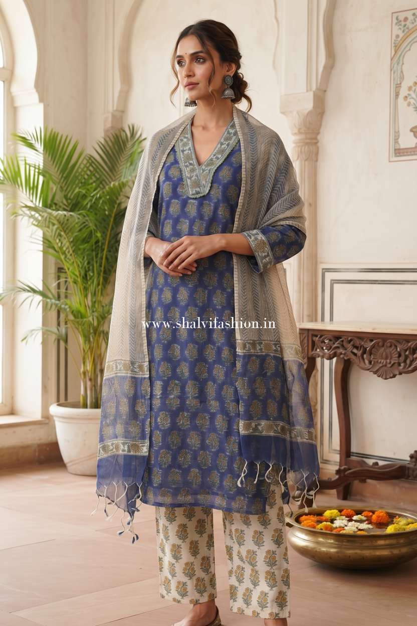 Shop jaipuri printed kota doria suits online shopping (FKDS61)