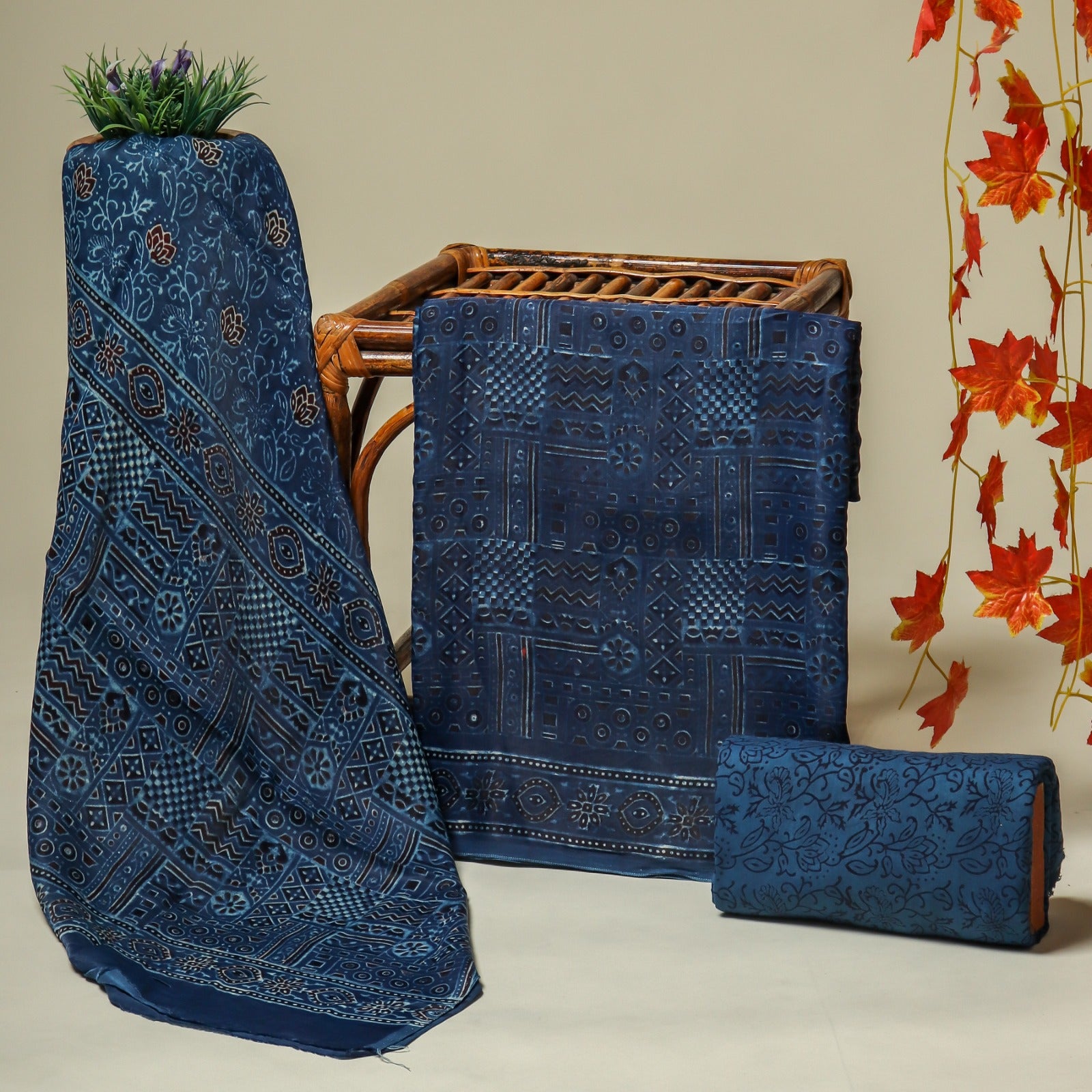 Shop unstitched block print gajji silk suits online (GAS04)