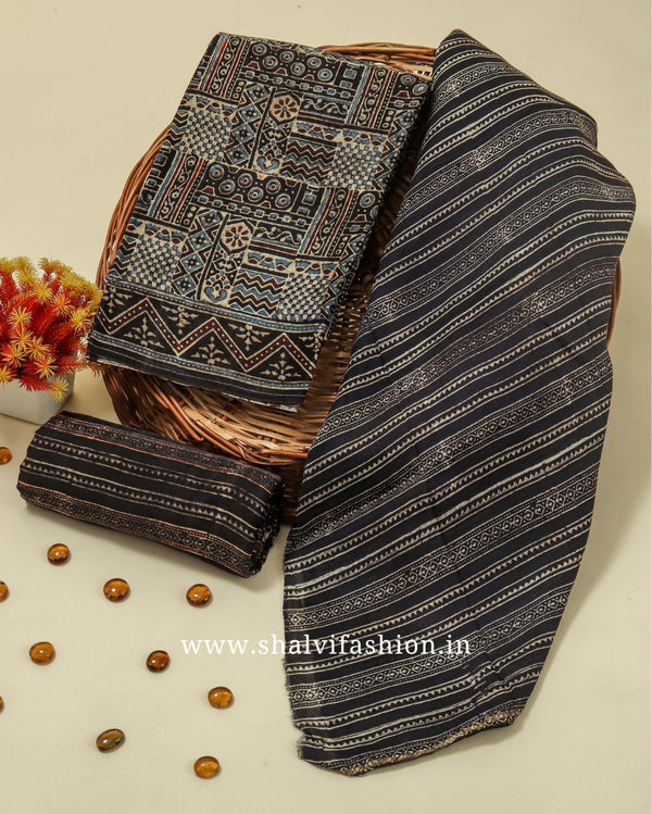 Shop hand block print gajji silk suits online (GAS09)