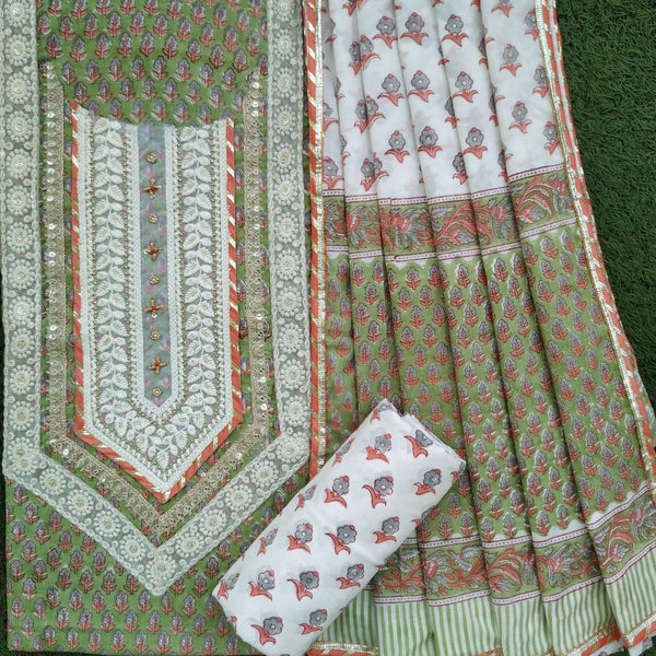 Shop unstitched gota work suit sets with mulmul dupatta (GOTA07MUL)