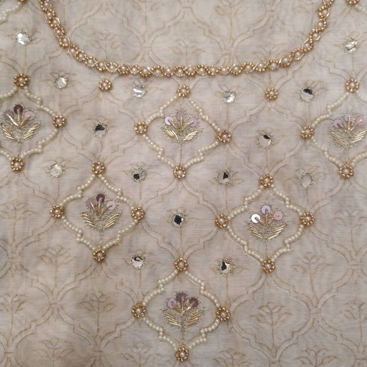 Shop unstitched hand work chanderi silk suits online (GOTA09)