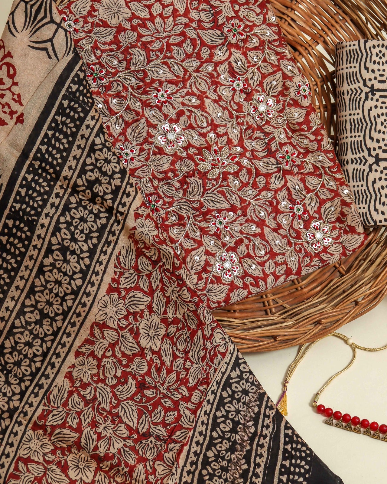 Shop unstitched hand work chanderi silk suit sets in jaipur (GOTA29)