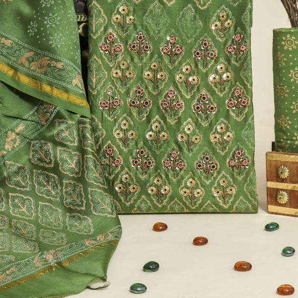 Shop jaipuri print hand work chanderi silk suits online (GOTA35)