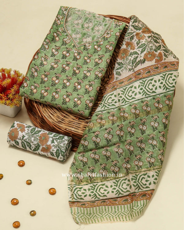 Shop unstitched hand work maheshwari silk suits online (GOTA44)