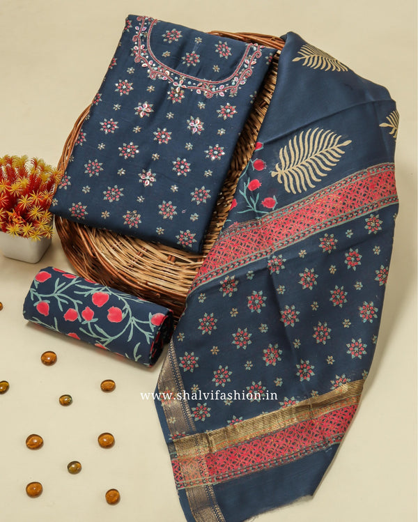 Shop unstitched hand work maheshwari silk suits online (GOTA47)